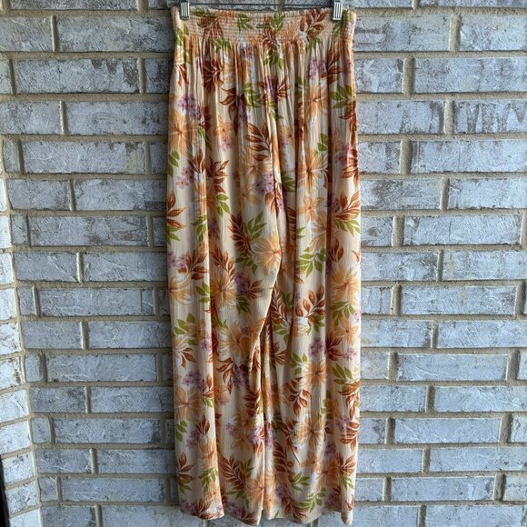 Billabong Floral Wide Leg Pants - Orange, Green, Pink - Picture 2 of 7